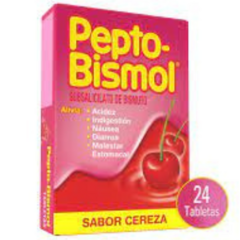 Subsalicilato de Bismuto 262mg 24 tabletas cereza (Pepto Bismol)