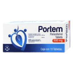 Paracetamol 500mg 10 tabletas (Portem)