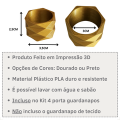 Argola Porta Guardanapo de Tecido Anel Mesa Posta Kit c/4