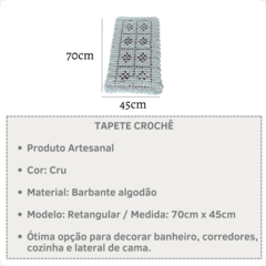 Tapete De Crochê Retangular - 70cmx45cm