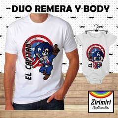 Duo remera y body - CAPITAN AMERICA