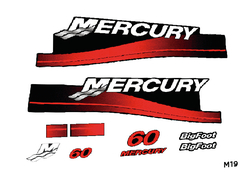 Calcos Outboars Mercury 60 Hp 1999 -2005 Red M 19