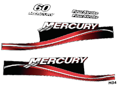 Calcos Outboards Mercury 60 Hp 2005-2012 4t Red/white - M 34