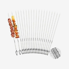 Set X12 Palitos Pinches De Brochette espiralado 43cm Parrilla Acero