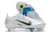 Chuteira Trava Mista Nike Mercurial Vapor XIII Elite Pro - Branco com detalhes em azul e colorido