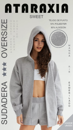 SUDADERA OVERZISE - HOODIE ZIPPER ABIERTO - ATARAXIA