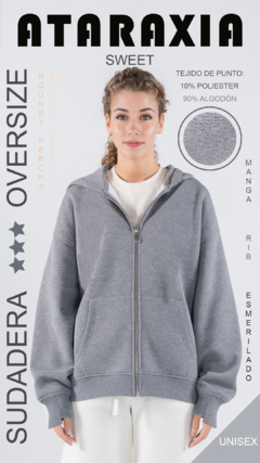 SUDADERA OVERZISE - HOODIE ZIPPER ABIERTO - tienda online