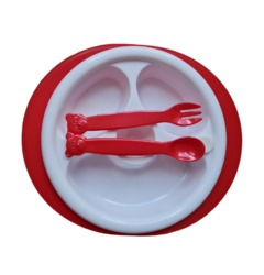 Plato Térmico Con Cubiertos Tenedor Y Cuchillo Free Bpa - My Baby Toys