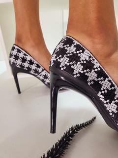 Stilettos Negro-Blanco Lentejuelas - Stile Kapirosa