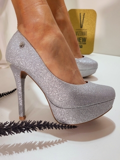 Stilettos Vizzano Plata glitters taco 13cm - comprar online