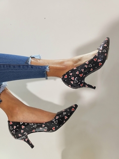 Stilettos Negro Corazón taco 7 cm - Stile Kapirosa