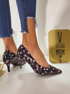 Stilettos Negro Corazón taco 7 cm