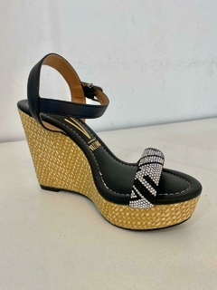 SANDALIA TACO CHINO NEGRA CON STRASS