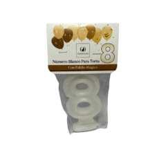 Velas numeros en blanco 8 x 4cm - 02539 - tienda online