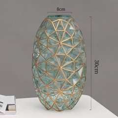 Vaso decorativo em vidro com dourado - loja online