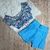 Conjunto short com bolso azul claro e top borboletas