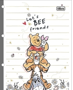 Folha para Fichario Universitário Tilibra Ursinho Pooh Let's Bee Friends