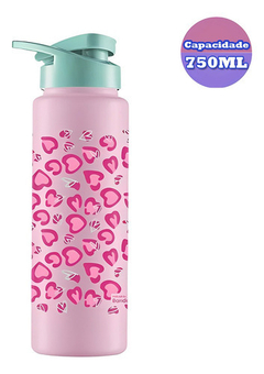 Garrafa Squeeze Coração Rosa 750ml