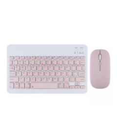 KIT TECLADO Y MOUSE BLUETOOTH ROSA CON LUCES RGD