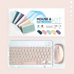 KIT TECLADO Y MOUSE BLUETOOTH ROSA CON LUCES RGD - comprar online