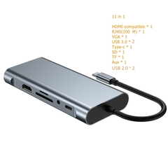 Rankman USB Tipo C Hub para RJ45 4K HDTV VGA SD TF Leitor de Cartão USB 3.0 2.0 - awaregift