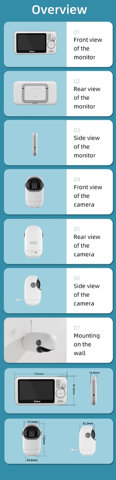 4.3 Polegada monitor de vídeo do bebê com zoom digital câmera de vigilância