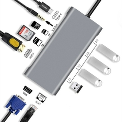 Rankman USB Tipo C Hub para RJ45 4K HDTV VGA SD TF Leitor de Cartão USB 3.0 2.0 - loja online