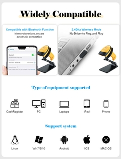 Barcode Scanner com laser sem fio para iOS System, 1D, 2D, QR, Bluetooth, USB, 2 - comprar online
