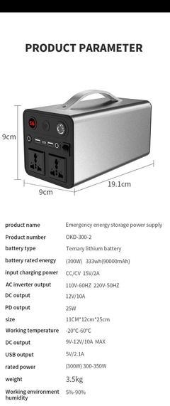 Imagem do Power Supply Station Gerador Solar, 300W, 90000mAh, bateria de reposição port?