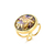 Anel Ajustavel Folheado a Ouro com Pedra Concha Redonda e Cristal Óptico Facetado - 1100.9948