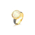 Anel Folheado a Ouro e Ródio Negro com Pedra de Concha + Cristal Facetado - 1110.9952 - comprar online