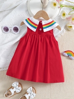 Bebé Vestido smock de arcoíris cinta de cuello hermoso - comprar en línea