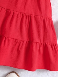 Niñas Vestido ribete con fruncido color rojo en internet