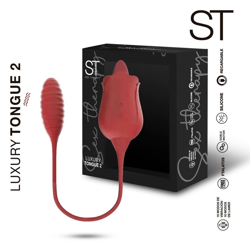 ST DOBLE ESTIMULADOR CON LENGUA VIBRADORA Y BOLA VAGINAL O ANAL RECARGABLE  ST-VB-0403