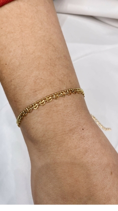 Pulseira Coração Bolinhas- Banhado a Ouro 18K