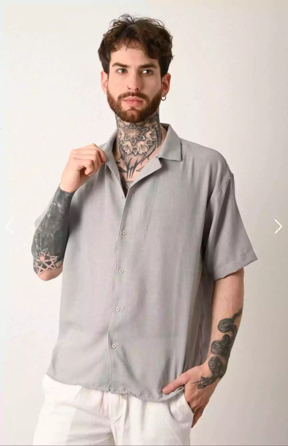 Camisa Lino Oversize cuello Italiano Daoli.