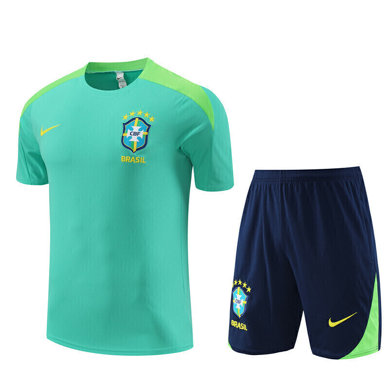 Kit Treino Seleção Brasil Nike 24/25 Camisa Verde Bermuda Azul Marinho