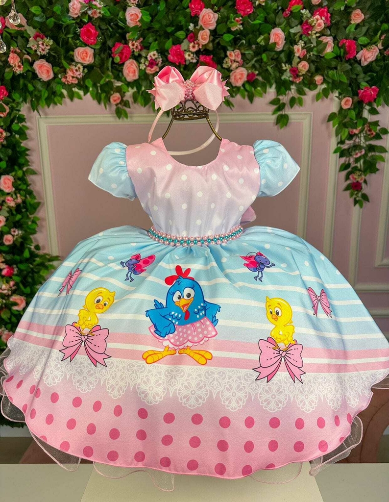 Vestido galinha pintadinha hot sale rosa e azul