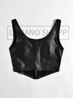 Regata Cropped Preto Courino US476