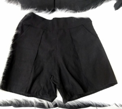 Shorts Rivieira Viscose Feminino Faixa Dupla Preto / Branco - comprar online