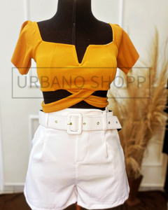 Cropped com Amarração Marrom (Tam M) US377