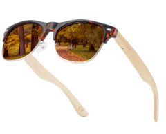 Óculos de Sol Marrom Bambu Quadrado Padrão Básico Uv400 - comprar online