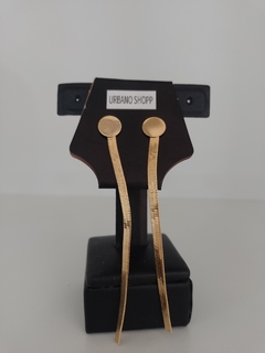 Brinco Pingente Longo Folhado Dourado Luxury BJX - comprar online