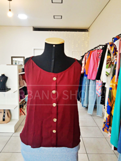 Blusa Alcinha Vinho/Bordo com Botões (Tam M) US369