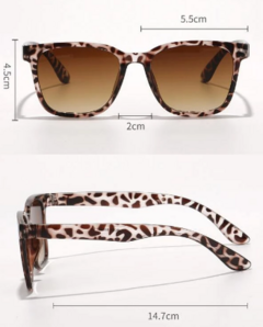 Óculos de Sol Marrom Leopardo Quadrado Padrão Básico Uv400 - Urbano Shopp