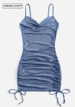 Vestido Lycra Gliter Azul Blogueira (tam P) US157