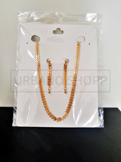 Conjunto Brinco e Colar Dourado US421