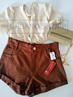 Shorts Jeans Marrom (Tam 42) US387