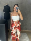 Calça pantalona estampada vermelha