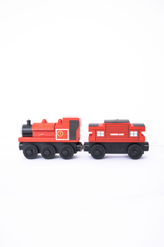 Combo Tren Scarlet + vagón Sodor Line Rojo madera - Thomas & Friends - Importado - Unytoys